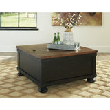 Signature Design by Ashley Valebeck Farmhouse Lift Top Coffee Table with Storage, Distressed Brown & Black Finish Signature Design by Ashley