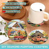 Ekuxom 8 PCS Truck Diamond Art Coasters Kits-5D Diamond Painting Coasters Kits with Holder-Cork Pads DIY Car Diamond Art for Adults Beginners Home Decor Crafts Gifts Ekuxom