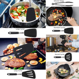 Silicone Flexible Turner Spatula Set, 5-Piece Heat Resistant Flexible Rubber Spatulas,Silicone Cooking Utensil Set,Non Stick Rubber Kitchen Utensils for Cooking Fish, Steak,Eggs, Pancakes CGSGDK