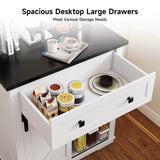 Real Relax Coffee Bar Cabinet, Farmhouse Sideboard Buffet Cabinets with Storage, Wine Glass Rack, Sliding Barn Door, Buffet Table for Kitchen, Dining Room, Entryway, White Real Relax