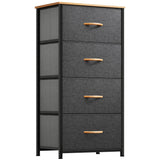 YITAHOME Dresser with 4 Drawers - Fabric Storage Tower, Organizer Unit for Bedroom, Living Room, Hallway, Closets - Sturdy Steel Frame, Wooden Top & YITAHOME