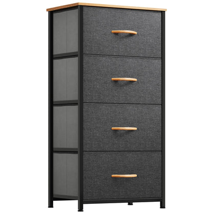 YITAHOME Dresser with 4 Drawers - Fabric Storage Tower, Organizer Unit for Bedroom, Living Room, Hallway, Closets - Sturdy Steel Frame, Wooden Top &
