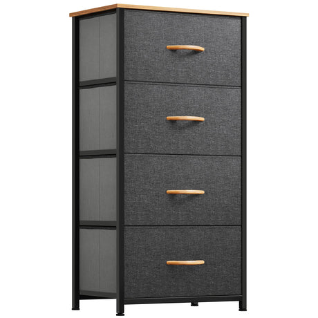 YITAHOME Dresser with 4 Drawers - Fabric Storage Tower, Organizer Unit for Bedroom, Living Room, Hallway, Closets - Sturdy Steel Frame, Wooden Top & YITAHOME