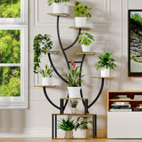 YITAHOME Tall Bookshelf with LED Light, Artistically Designed Tree Bookshelf 8-Tier Shelves, S Shaped Unique Bookshelves Corner Display Shelf for Home Office, Bedroom YITAHOME