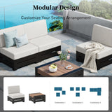 SUNSHINE VALLEY Upgraded 4 Piece Metal Patio Sectional Furniture Set with 5.9" Thick Cushion, Outdoor Furniture Conversation Set with Coffee Table, Patio Modular L Shape Sofa for Backyard Deck Outside SUNSHINE VALLEY