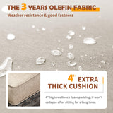 UDPATIO Patio Furniture Set with 44" Fire Pit Table, 6 Pieces Outdoor Sectional Conversation Sets, All-Weather Wicker Rattan Sofa Ottoman with 4" Thick Cushion for Garden Backyard Deck, Khaki UDPATIO