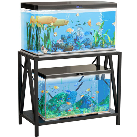 YTAHOME W Shape 40 Gallon Fish Tank Stand, 500lbs Capacity for Metal Aquarium Stand, 36.2" Lx18.3 Wx 29.3" H, Double-Layer Storage Design, Reptile Breeder Turtle Terrarium Stand for Home Office YITAHOME