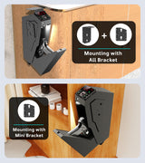 QINGENO Quick-Access Mounted Nightstand Handgun Gun Safe, Drop Down Auto Open Lid Smart Pistol Safe with Biometric Lock/Keypad Lock/Key Lock (QG8002F Biometric) QINGENO