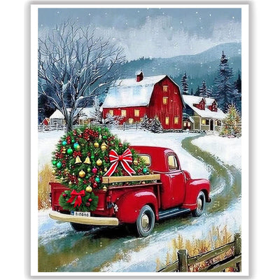 Christmas Paint by Numbers Kit for Adults - Christmas Truck Number Painting for Adults for Gift Home Wall Decor 16x20 Inch