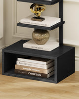 CHOEZON 8-Tier Bookshelf, LED Bookcase with Semi-Open Bottom, Small Space Standing Shelf with Lights, Corner Storage Stand, for Living Room, Home Office, Bedroom, Black TSJ08DBB CHOEZON