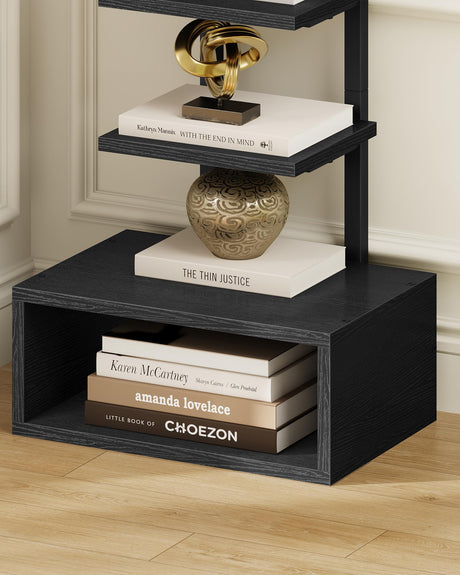 CHOEZON 8-Tier Bookshelf, LED Bookcase with Semi-Open Bottom, Small Space Standing Shelf with Lights, Corner Storage Stand, for Living Room, Home Office, Bedroom, Black TSJ08DBB CHOEZON