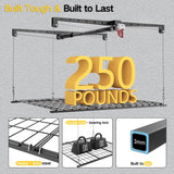 Overhead Garage Storage Rack, 4x4 Ft Garage Ceiling Storage Lift, Heavy-duty Ceiling Mounted Garage Storage Lift System for Garage Organization, 250lbs Weight Capacity KOKORACKER