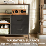 Huuger TV Stand Dresser with Power Outlets and LED Lights, 4 Drawers Entertainment Center with Open Shelf, Media Console for 50 43 Inch TV, Dresser with PU Finish, Rustic Brown and Black Huuger