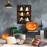 stnckic Halloween Paint by Number kit for Adults, Ghosts Adults' Paint-by-Number Kits on Canvas Bookshelf Easy Acrylic Oil Painting by Number for Adults for Home Decor Gift 16x20 Inch stnckic