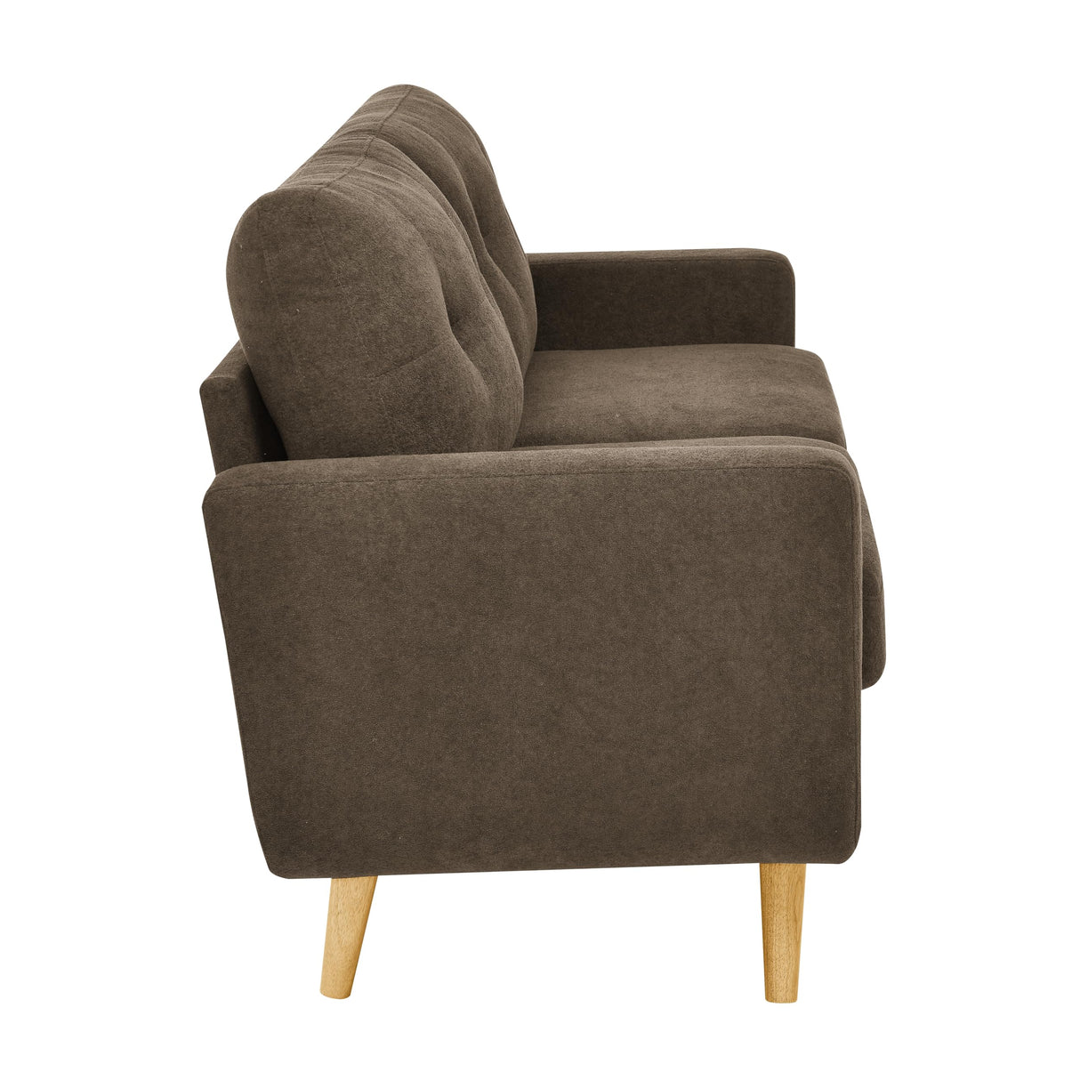 65" W Brown Loveseat Sofa, Mid Century Modern Love Seat Couches for Living Room, Button Tufted Upholstered Small Couch for Bedroom, Solid Wood Legs and Easy to Install Love Seats Furniture (Brown) Klwenas Maec