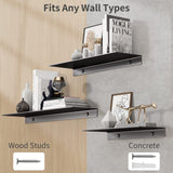 Danpoo Metal Wall Shelf, Black Floating Shelf, Small Bathroom Shelf, 12" Display Shelves for Wall Storage Danpoo