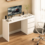 furtble White Desk with Drawers, 53'' W Home Office Computer Desk Gaming Table, Modern Vanity Desk with storage, Wood Writing Workstation for Bedroom, Living Room furtble