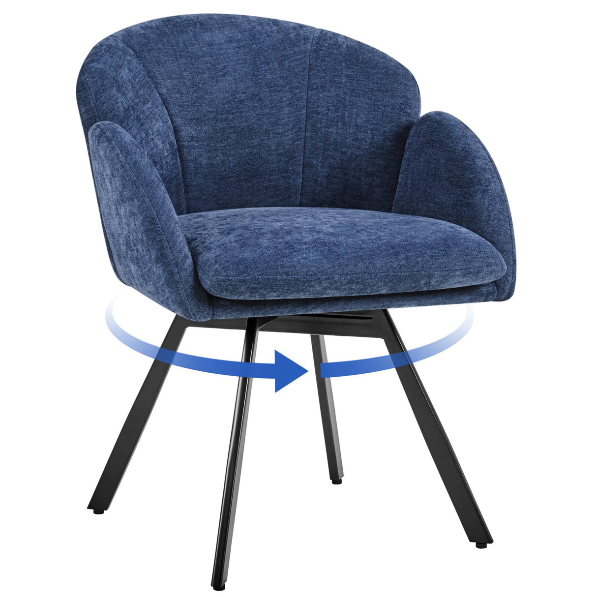 Yaheetech Swivel Accent Chair, Flower Chenille Armchair, Vanity Chair Side Chair with 360-Degree Swivel Base and Seat Cushion for Living Room/Bedroom/Home Office/Makeup, Blue Yaheetech