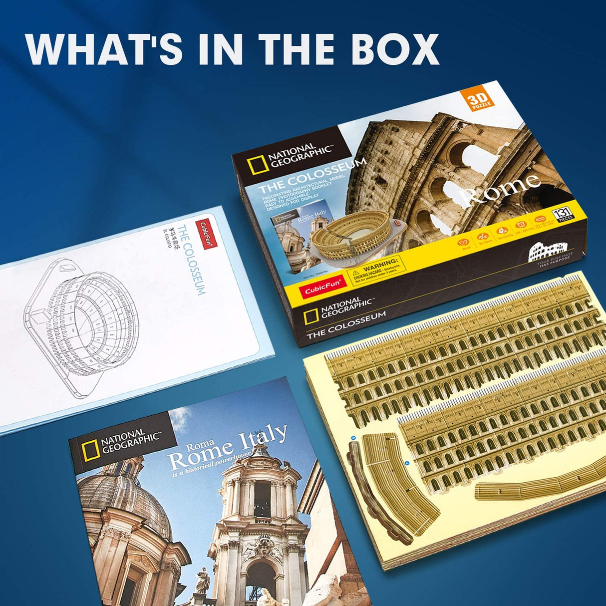 CubicFun 3D Puzzle for Adults Kids Rome Colosseum Jigsaw Italy Architecture Model Kits DIY Toys with Booklet Birthday Gift for Boys Girls Age 8+, 131 Pieces Valentine's Day Gift Easter Gifts Puzzles CubicFun