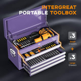 INTERGREAT Tool Chest, 5-Drawer Rolling Tool Storage Cabinet with Detachable Top Tool Box, Tool Cabinet with with Enhanced Packaging, Metal Tool Cart for Garage, Workshop, Barbershop(Purple) INTERGREAT
