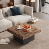 LIVEHOM Square Coffee Table, Wooden Engineered Wood Look Center Tables with Thick Base, Center Accent Table for Living Room LIVEHOM
