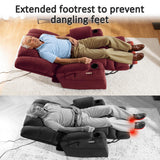 MCombo Large Triple Motor Power Lift Recliner Chair with Massage and Dual Heating, Adjustable Headrest for Tall Elderly People, Fabric 7634 (Burgundy, Large) MCombo