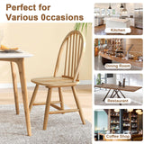 Safeplus 18" Oak Dining Chairs Set of 4, Wood Windsor Chair with Spindle Back for Country Farmhouse Kitchen Island Safeplus