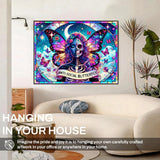 igoodom Diamond Art Kits for Adults, Sugar Skull Diamond Painting Kit, Full Drill Round Butterfly Diamond Art Kits, DIY Gem Art and Crafts for Home Wall Decor Gift 16x12inch igoodom