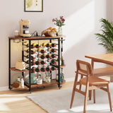 Dripex Wine Bar Table Cabinet with Power Outlet, LED Home Mini Bar Coffee Cabinet for Liquor, Metal Wine Bar Stand with 5-Tier Bottle Storage Shelves, Wine Racks with Glass Holders Dripex