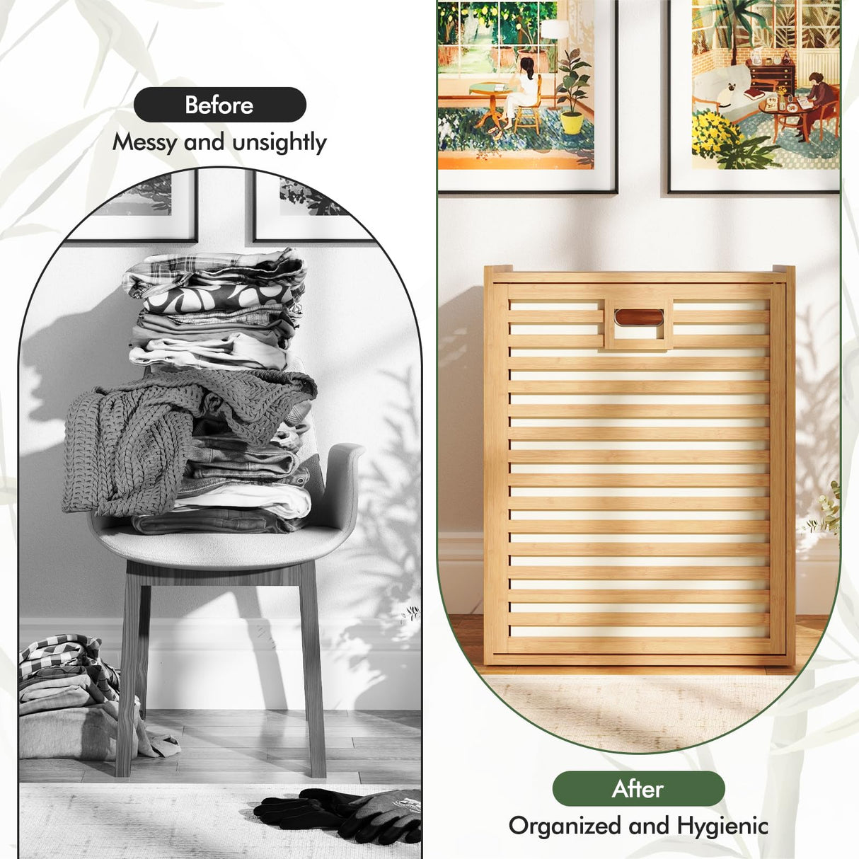 Giantex Tilt Out Laundry Hamper, Bamboo Laundry Storage Cabinet with Removable & Foldable Fabric Bin, Top Shelf, Laundry Basket Organizer for Bathroom, Laundry Room, Living Room, Bedroom, Natural Giantex