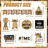 Soaoo 16 Pcs Highland Cow Tiered Tray Decor Gnome Plush Tray Decor Farmhouse Rustic Wood Table Signs with String Lights for Holiday Table Centerpieces Home(Highland Cow) Soaoo