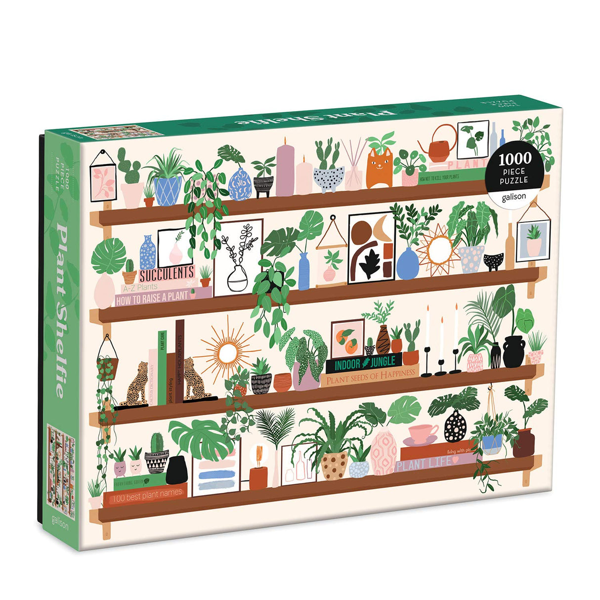Galison Plant Shelfie 1000 Piece Puzzle from Galison - Featuring Beautiful Illustrations of Houseplants, Books and Knickknacks, 27" x 20", Fun & Challenging, for The Botanical Lover in Your Life Galison