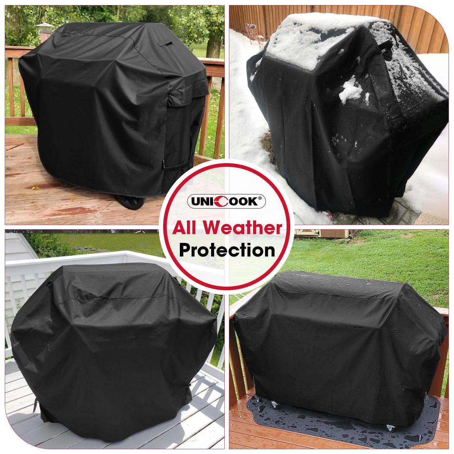 Unicook 50 Inch Outdoor BBQ Grill Cover with Air Vents/Handles/Straps, Heavy Duty Waterproof, Fade Resistant, Fits for Weber Char-Broil Nexgrill 2-3 Burner Gas Grills etc