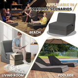 jela Outdoor Chaise Lounge, Waterproof Folding Sofa Bed Lounge Chair, UV Resistant Folding Lounge Chair with Machine Washable Cover, Soft Foam Patio Sofa Chairs Pool Lounge Chaise Chairs (Darkgrey) jela