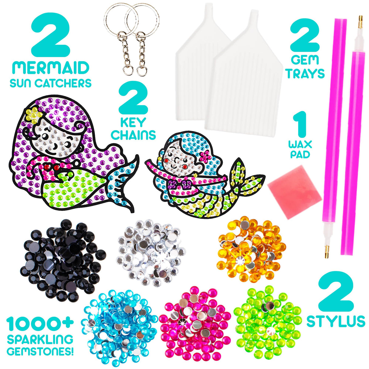 Blue Squid Diamond Art Kits for Kids – Mermaid - Fun & Easy DIY 5D Gem Art Gift Set for Keychains, Stickers, Sun Catchers - Diamond Painting Kit Arts & Crafts Kit for Kids, Girls, Boys Ages 6-12 Blue Squid