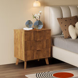 Mid-Century 3 Drawers Bedside Table Cabinet, Modern Nightstand with 3 Drawer and Solid Wood Legs, Contemporary 3-Drawer Nightstand, Mid Century Nightstand with 3 Storage Drawer for Bedroom (Walnut) affeivul