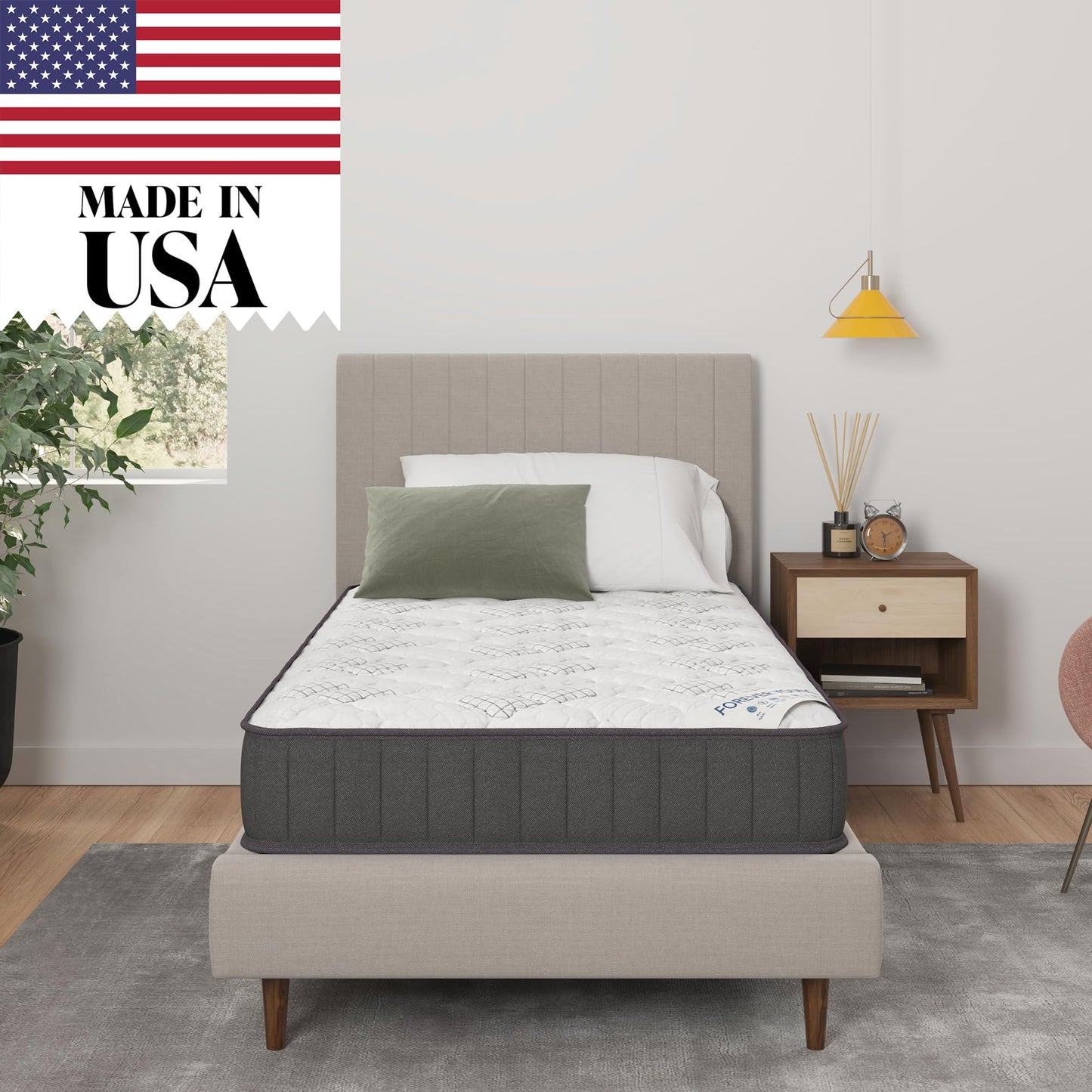 Ottomanson 9" Twin Mattress in a Box Made in USA, Medium-Firm Mattress, Hybrid Mattress Cool Improved Airflow with Edge to Edge Pocket Coil, Bed in A Box, Ottopedic