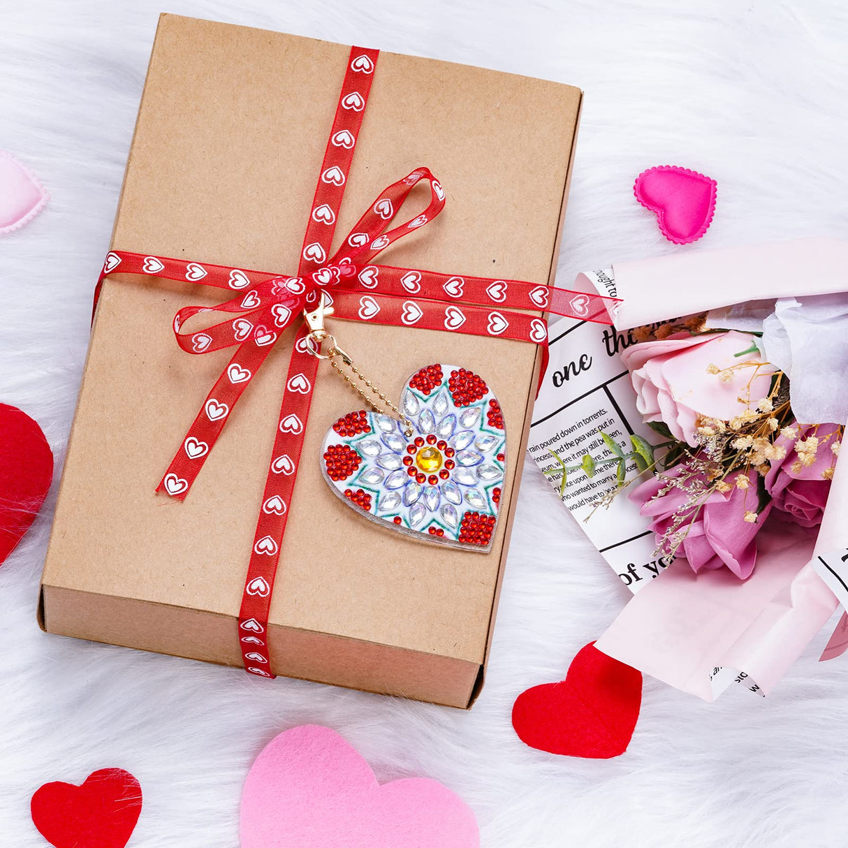 choyaxo 10 Pack Valentine's Day Diamond and Painting Keychain DIY Diamond and Painting Kits for Adult Beginners Love Heart Keychain choyaxo