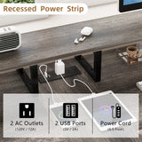 Mexin Two Person Desk-83.7 Inch Double Computer Desk with Monitor Stand and Power Outlets, Office Desk with Storage Shelves, Long Workstation Desk for Home Office, Gray Oak Mexin