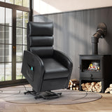 AVAWING Power Lift Recliner Chair for Elderly, PU Leather Electric Inclining Chair with Remote Control, Side Pocket and USB Port for Living Room & Bedroom, Black AVAWING