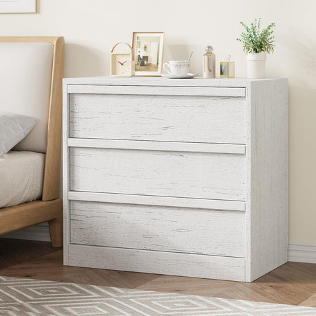 GarveeHome 3 Drawer Dresser for Bedroom, White Nightstand 3 Chest of Drawers with Large Storage, Small Modern Bedside End Table for Living Room, Nursery, Entryway GarveeHome
