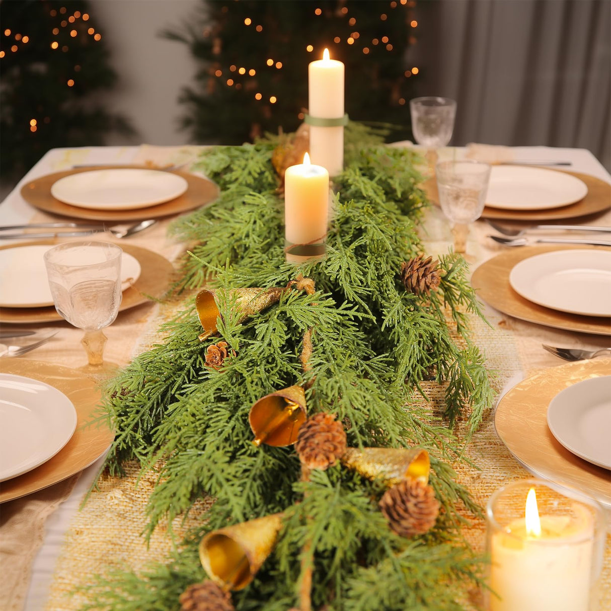 WBHome Real Touch Cypress Cedar & Pine Cone Evergreen Garland for Christmas Holiday Seasonal Outdoor/Indoor Home Decor, 6FT Long WBHome