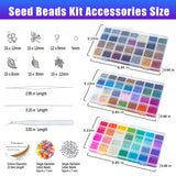 Ybxjges 42000Pcs 2mm Glass Seed Beads 12/0 Small Tiny Beads Kit with 150Pcs Alphabet Letter Beads Pendants Charms Jump Ring Elastic String for DIY Bracelets Necklace Jewelry Making Supplies Ybxjges