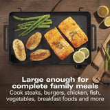 Hamilton Beach Professional Cast Iron Indoor Electric Grill & Griddle, 10" x 16" Preseasoned Cooking Surface, Adjustable Temperature up to 450° F, Black (38560) Hamilton Beach Professional