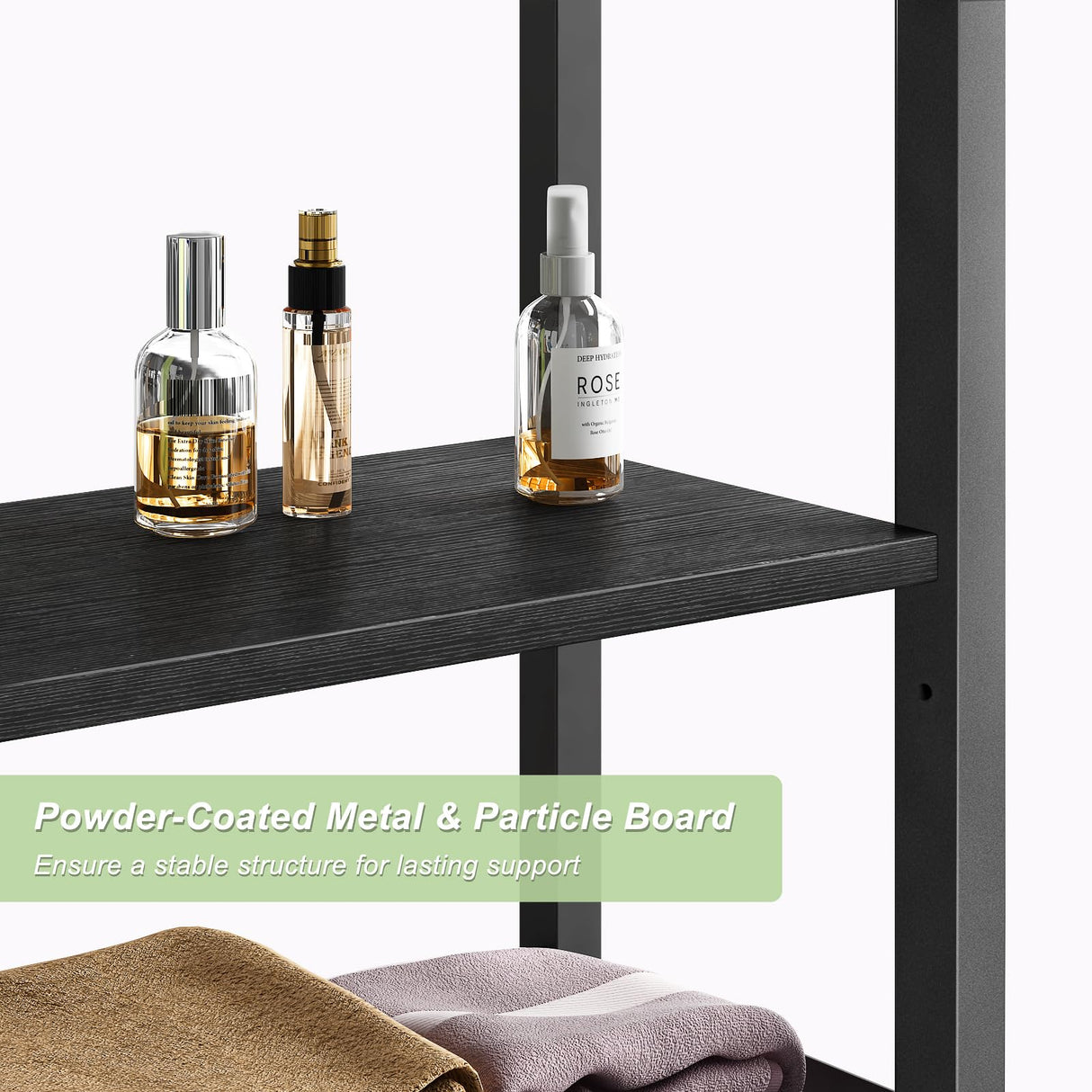 Kalrin Over-The-Toilet Storage Rack, 4-Tier Bathroom Organizer Shelf Over Toilet with Adjustable Shelf and Basket, Freestanding Space Saver Bathroom Shelves Above Toilet for Room (Pure Black) Kalrin