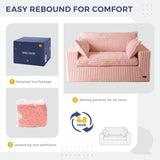 MAXYOYO Bean Bag Chair for Living Room, Upholstered Loveseat Sofa Couch with Deep Seating, Wide Armrests Boneless Couch Sofa in a Box for Bedroom Office Apartment, No Assembly, Pink MAXYOYO