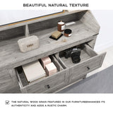 GlouMod LED Dresser with Charging Station, 7 Drawer Dressers & Chest of Drawers, Wooden Chest of Drawers for Bedroom, Closet Dresser Organizer, TV Stand, Rustic Grey GlouMod