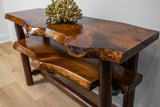 Rustic Log Live Edge Wooden Console Sofa Table for Entryway with Shelf Storage (Honey Pine) Southern Rustic Logwerks