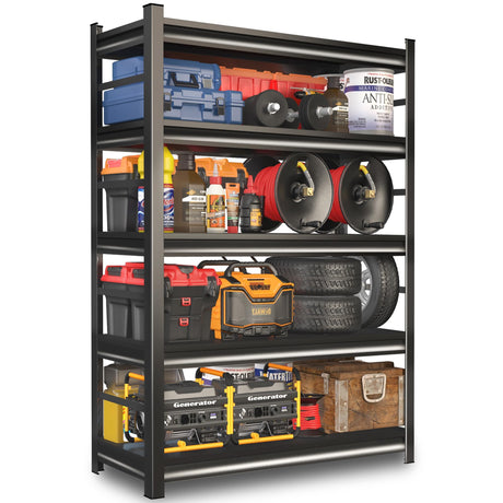 SFTORMAS Garage Shelving Heavy Duty Adjustable Storage Shelves Unit,Metal Utility Rack Shelf for Industries, Warehouses, Basement (with Fences 5-Tier 78" Hx47.2 Wx18 D) SFTORMAS
