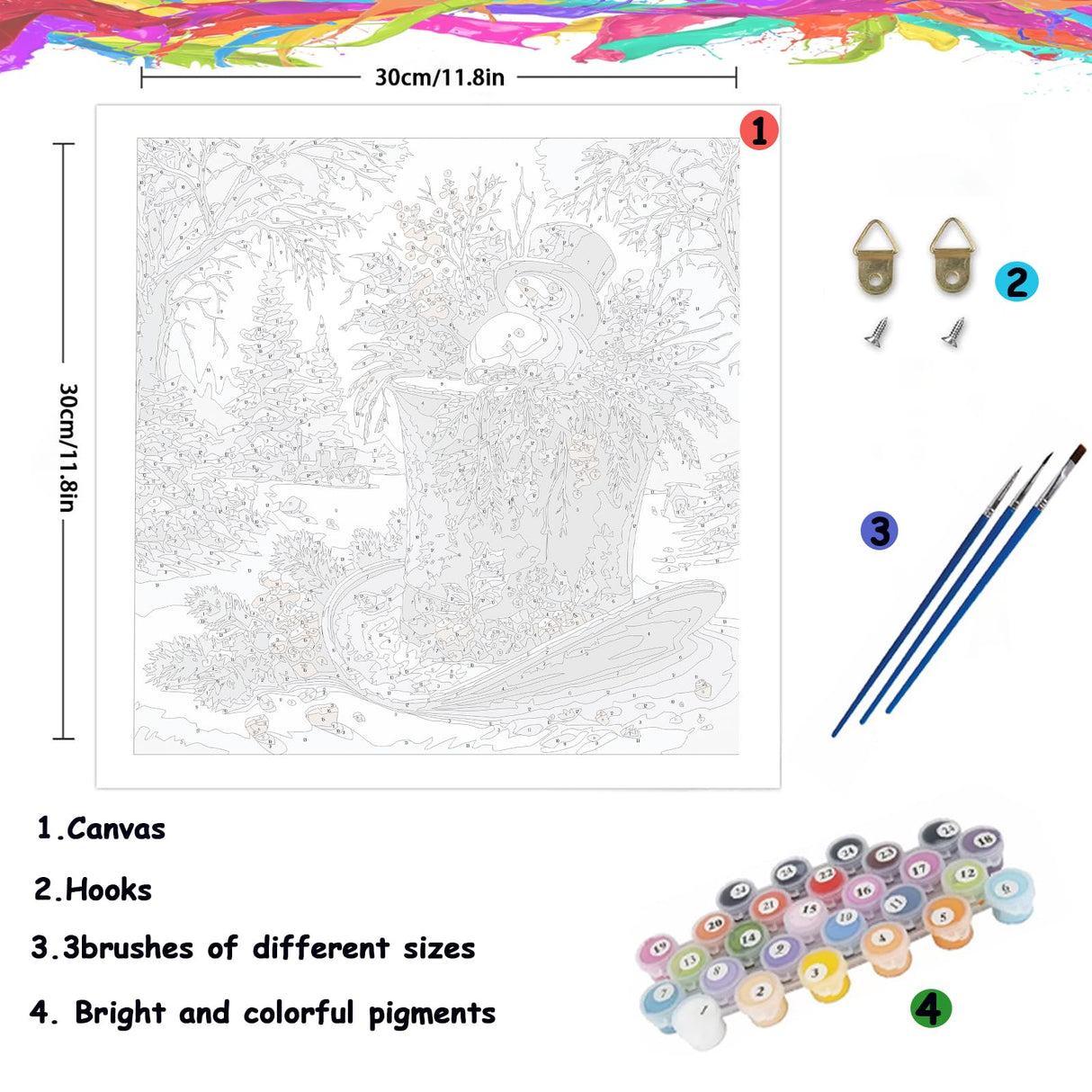 Christmas Paint by Numbers for Adult,Paint by Numbers Kit for Adults Beginners,DIY Paint by Numbers Acrylic Paint Canvas Xmas Hat Painting Kits Art,Home Wall Decor, 11.8X11.8 inch(Without Frame) APTDYIGL